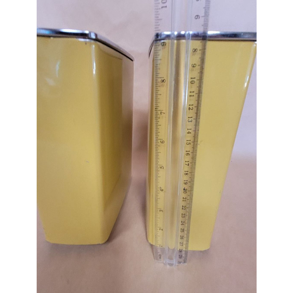 Vintage Lincoln Beautyeare Set of 2 Yellow Metal Storage Containers with Lids - Picture 12 of 16